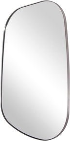 ANDY STAR Brushed Nickel Mirror, 22"x30" Silver Asymmetrical Wall Mirror for Bathroom, Unique Irregular Design with SUS304 Stainless Steel Metal Frame, Ideal for Bathroom, Bedroom, Entryway
