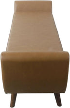 HomePop Modern Storage Bench with Wood Legs Home Décor|Bench with Storage for Living Room & Bedroom - Faux Leather Brown