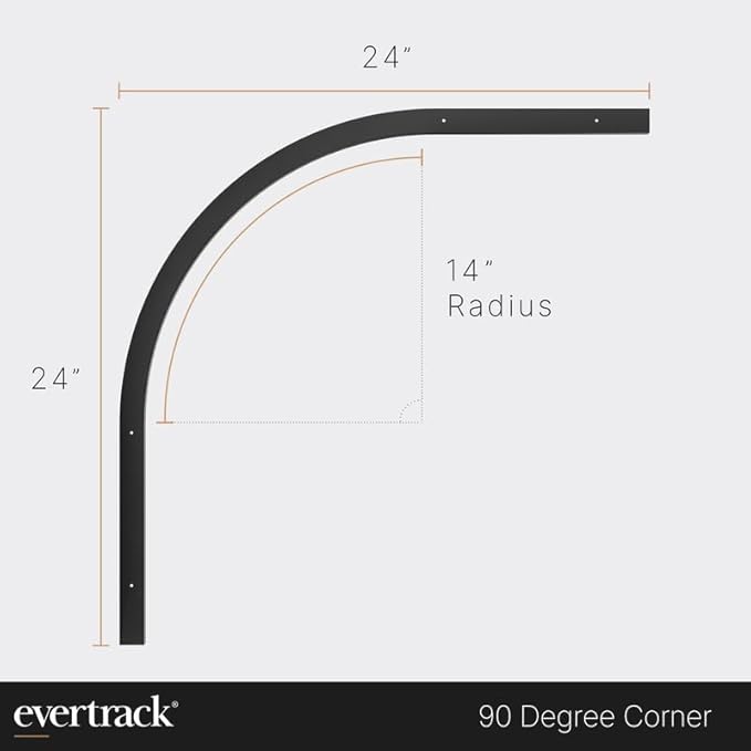 Curtain Track - Corner Section for Ceiling Curtain Track - USA Made - 90 Degree Bend, Jet Black