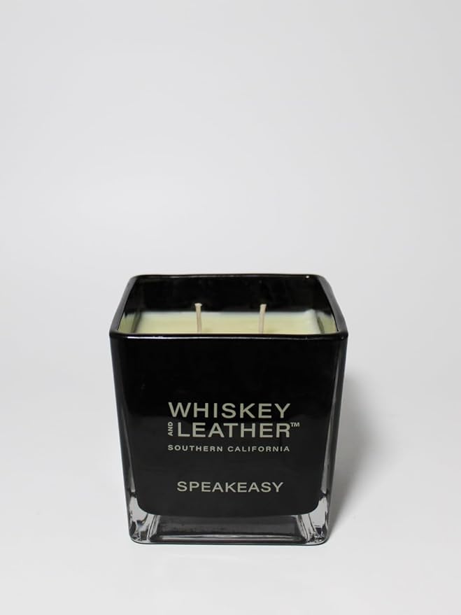 Whiskey & Leather Scented Candle - Speakeasy – Additional Scents and Sizes – 100% Cotton Lead-Free Wick - Luxury Air Freshening Jar Candles - Perfect Home Decor – 16oz