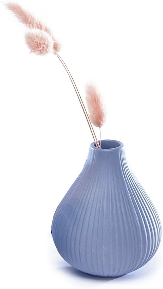 Chive ‘Frost’ Ceramic Flower Vase — Set of 6 Beautiful Small Bud Vases for Flowers & House Plants — Perfect Shelf Centerpieces and Living Room Decor — Blue Gray
