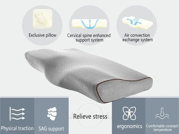 Cervical Neck Pillow - Ergonomic Neck Support Pillow for Neck & Shoulder Pain Relief - Back,Stomach Sleepers,Cervical Anti Snore Pillows,Memory Foam Pillows (Ice Silk Pillowcase-The Coolest)
