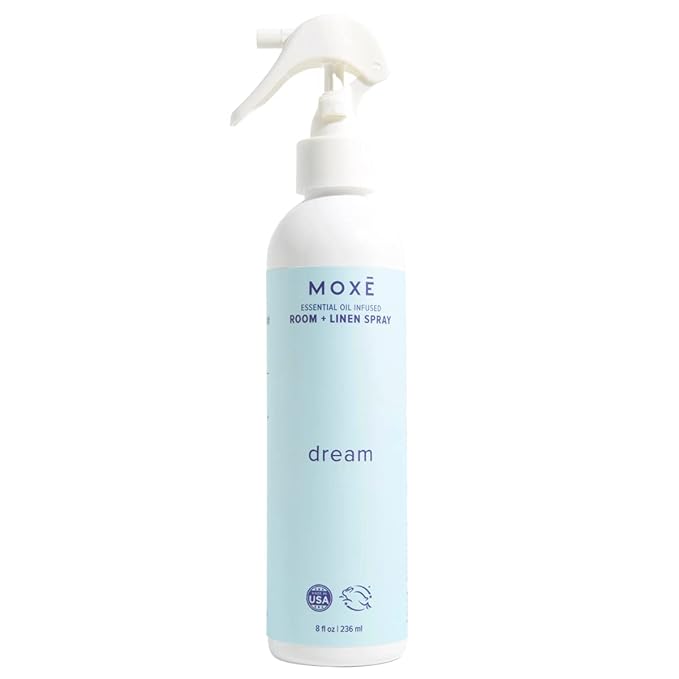 MOXE Dream Linen & Room Spray, Essential Oils for Sleep, Natural Aromatherapy Mist, Bedding, Pillows, Sheets, Home & Bedroom, Lavender, Chamomile, Lemongrass, Grapefruit, 8 Ounces (1 Pack)