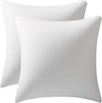 Decorative Pillow Cases 18x18 White: 2 Pack Cozy Soft Velvet Square Throw Pillow Covers for Farmhouse Home Decor