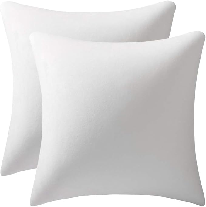 Decorative Pillow Cases 16x16 White: 2 Pack Cozy Soft Velvet Square Throw Pillow Covers for Farmhouse Home Decor