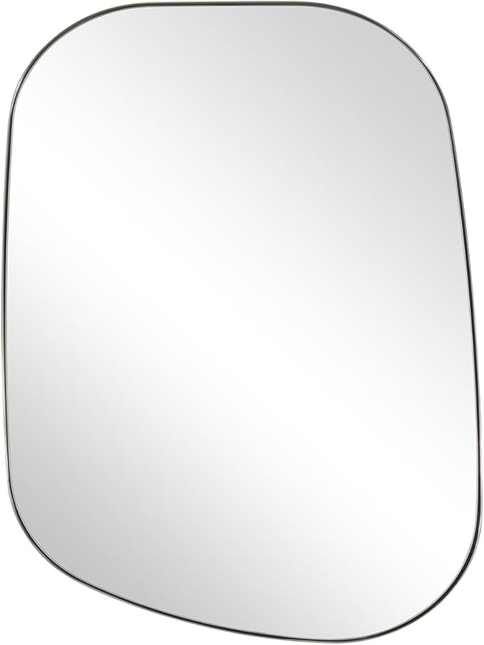 ANDY STAR 22"x30" Chrome Bathroom Mirror, Irregular Wall Mirror in Stainless Steel Metal Frame, Modern Polished Chrome Finish with Curved Edge Design, Wall-Mount Vertically or Horizontally