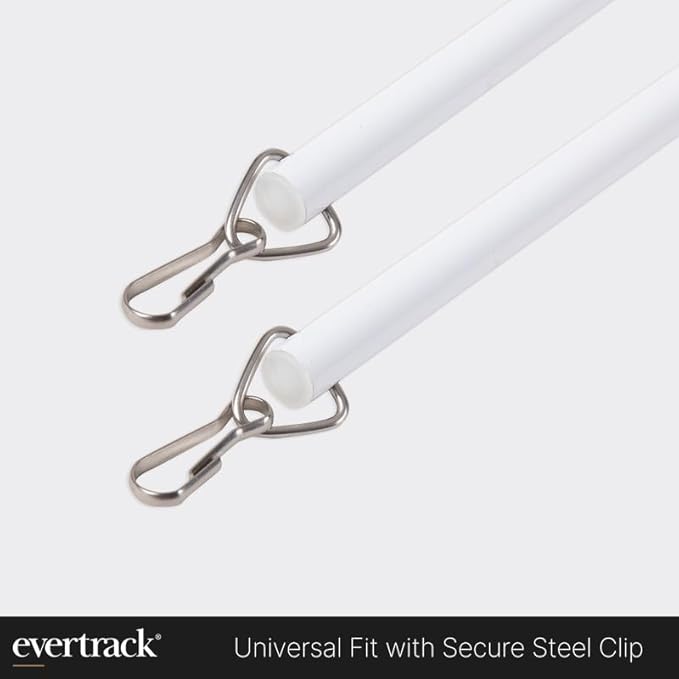 Curtain Wand - Aluminum Curtain and Drapery Pull Rod with Stainless Steel Hardware for Curtains, Draperies, and Room Divider Curtains - 36 Inches, White - Pack of 2