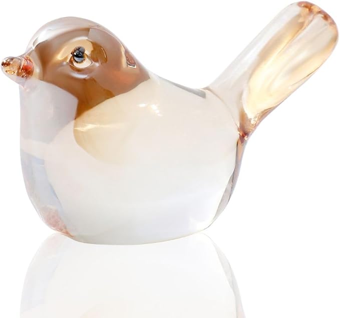 Crystal Glass Bird Figurines - Colorful Decoration Paperweight, Hand Blown Art Animal Collectible, Gift for Women