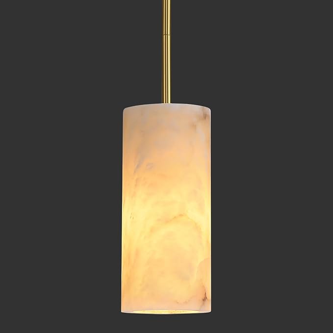 Alabaster Pendant Lights Kitchen Island, Brass Marble Pendant Lighting, Gold Modern Pendant Lights Fixtures for Bedroom Bathroom Living & Dinning Room(Include E12 Bulb)