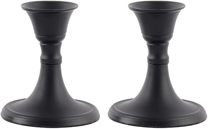 Rely+ Candlestick Holders Set of 2 Mini Stand Dinning Coffee Table Centerpiece Candle Holders Taper Candlesticks Holders Decor Home Easter Candle Holder for Mantel Wedding Party (Black)
