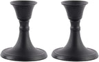 Rely+ Candlestick Holders Set of 2 Mini Stand Dinning Coffee Table Centerpiece Candle Holders Taper Candlesticks Holders Decor Home Easter Candle Holder for Mantel Wedding Party (Black)
