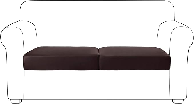 Yates Home PU Leather Couch Sofa Cushion Slipcover Water-Proof Elastic Chair Seat Covers Loveseat Slip Cover for Settee Seater Replacement in Living Room（2 Piece Large Sofa Cushion Covers, Chocolate
