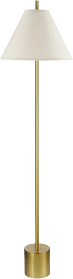 GLOBE Electric 61000060 60" Floor Lamp, Matte Brass Finish, Beige Linen Shade, Heavy Weighted Base, Rotary Switch on Shade, Modern Standing Light for Living Room, Home Office Accessories