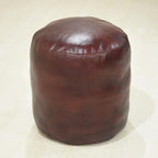 Round Shaped Goat Leather Handmade Eco-Friendly Cherry Pouf - 16" x 16" x 16", Plain Solid, Recycled Foam With Fibre Fill Stuffed, Seating PF12