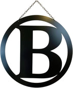 Block Initial Decor for Double Doors, Metal ACM Initial Sign for Home, Block Font Weatherproof Decor Single Letter Circle Monogram Wreath, Made In USA, 18 Inches Round