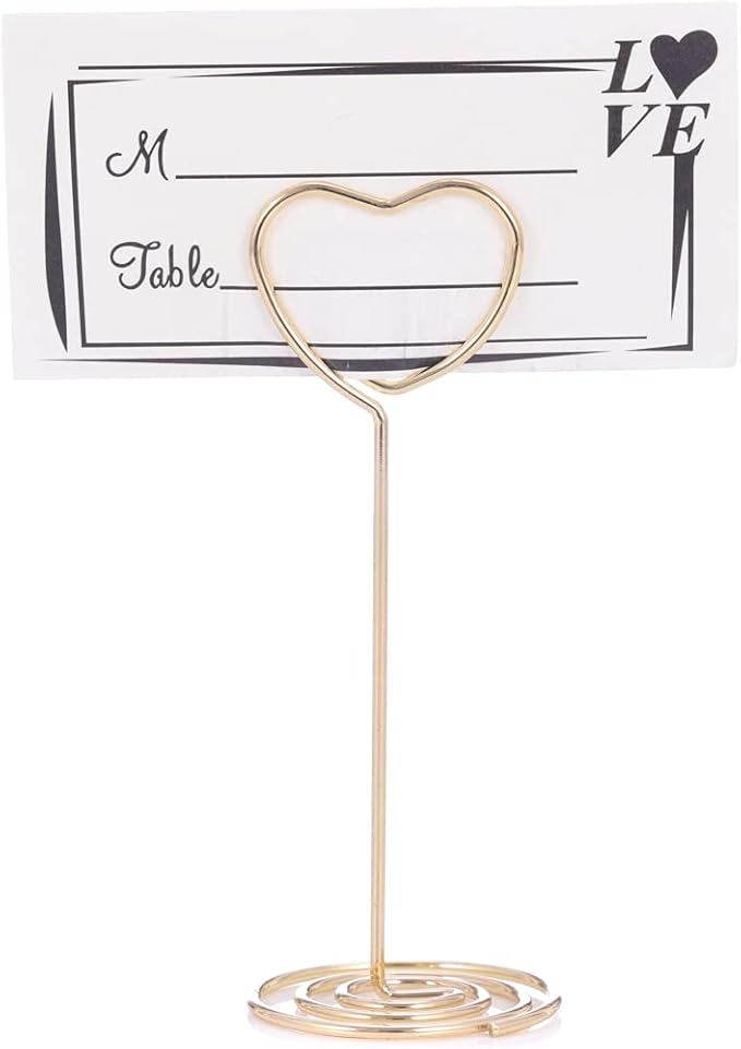 20PCS 3.35 Inch Table Number Stands - Place Card Holders for Wedding Centerpieces, Birthday Party, Photo Picture Frame Display (Heart Shaped-Gold)