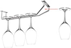 10.8 Inch Wine Glass Rack, Under Cabinet Wine Glass Holder, Wine Glass Hangers Under Shelf, Chrome Finish Stemware Rack, Hanging Stemware Holder for Cabinet Kitchen Bar, Set of 4