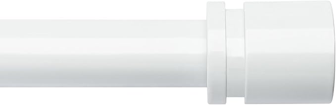 Curtain Rods for Windows 16 to 120 Inches Adjustable Length 1 Inch Diameter Window Curtain Rod with Aluminium End Cap, White