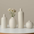 Modern Ceramic Vase Set, Neutral Colors, Decorative Vases for Home Decor, 4 Piece Collection (Beige)