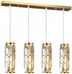 LMQNINE 4 Light Gold Pendant Lighting Modern Pendant Light, Mini Crystal Chandeliers,Adjustable Pendant Light Fixture for Kitchen Island Dinning Room Bedroom(Gold 4-Light)