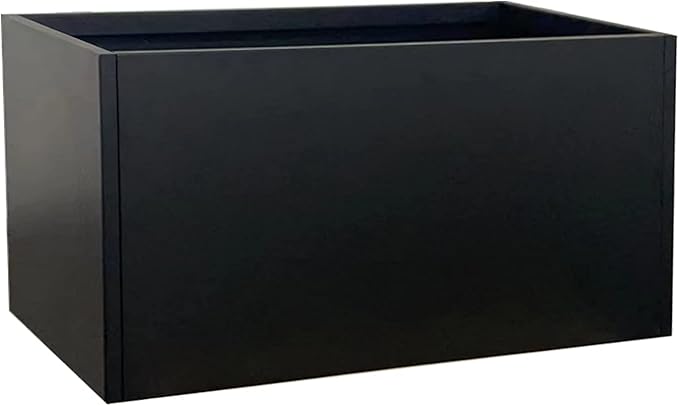 Galvanized Steel Planter Black Metal Outdoor Planter Powder Coated 32" x 12" x 16" Pot Metallic Heavy Pot Indoor & Outdoor, Commercial & Residential (L32 x W12 x D16, Black)
