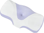Cervical Pillow for Neck and Shoulder,Contour Memory Foam Pillow,Ergonomic Neck Support Pillow for Side Back Stomach Sleepers with Pillowcase [Purple]