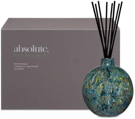 LAFCO New York Absolute Collection Reed Diffuser, Forest Oakmoss - 15 oz - Up to 1 Year Fragrance Life - Reusable, Hand Blown Glass Vessel - Nylon Reeds - Made in The USA