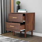 Alohappy Nightstand, Mid Century Modern Night Stands, Fluted Bedside Table for Bedroom, End Table with Storage Drawers, Vintage Bed Side Table Wood Accent Table for Living Room, Brown 1pc