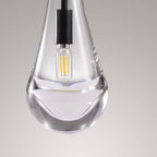 Black Pendant Light Fixtures, Glass Pendant Lights Kitchen Island, Raindrop Pendant Lighting, for Kitchen Island, Bedroom, Bathroom, Including Light Bulbs
