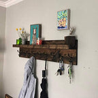 Coat Rack with Shelf Wall Mounted with Storage (Choose Your Length) Towel Rack Entryway Organizer Key Hooks (36" L (9 Hooks))