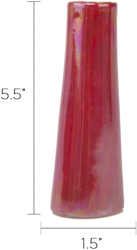 Chive - Set of 6 Galaxy, 1.5" in Wide 5.5" Tall Small Cylinder Ceramic Bud Flower Vase, Unique Single Flower Decorative Floral Vase for Home Decor, Bulk (Yellow, Green, Red, Blue, Orange)