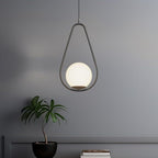 𝗠𝗢𝗗 𝗟𝗜𝗚𝗛𝗧𝗜𝗡𝗚 Jewels & Pearls | Modern Black Pendant Light Fixture, Hanging Globe Pendant Light for Kitchen Island Lighting, Dimmable LED Bulb Included, 1 Pack (Black | Warm White | Droplet)