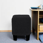 REDEARTH Cube Pouf Foot Stool Ottoman - Hand Knitted Poof - Cord Boho Pouffe - Home Décor - Stuffed Footrest for Living Room - Bedroom - Covered Patio (16" x 16" x 16") - Black