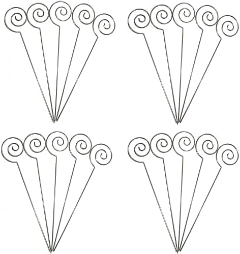 HOHIYA 50pc Floral Card Holder Pick Stick Wire Clip Photo Picture Centperieces Memo Note Clamp Clay Cake Accessories Silver 5 Inch