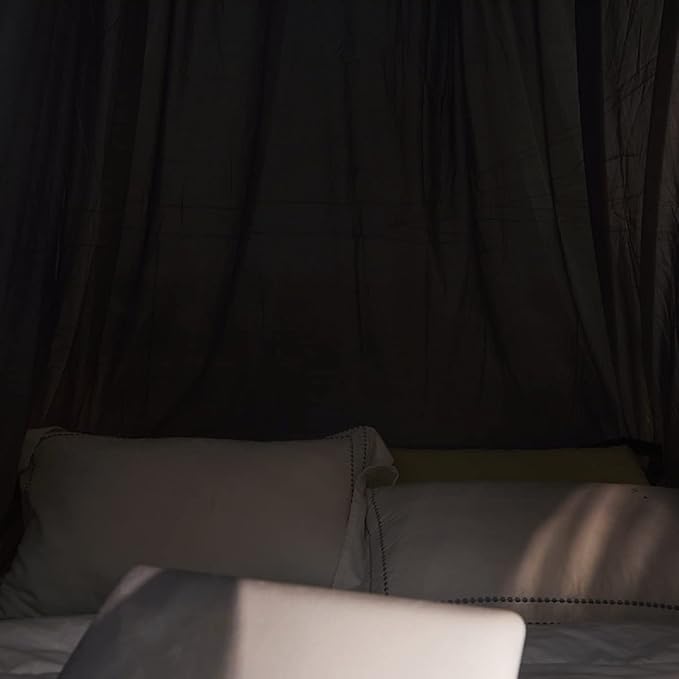 Kertnic Luxurious Bed Canopy for Girls & Adults - Double Layer Princess Canopy with Lace, Round Dome Mosquito Netting for Queen/King Bed Tent (New Gray)