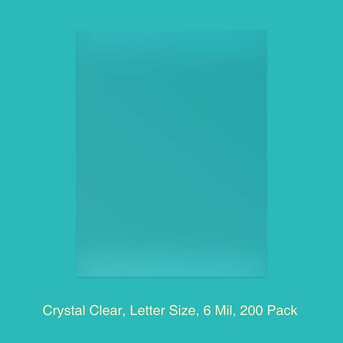 Binditek 200 Pack 6 Mil PVC Clear Binding Covers, 8.5 x 11 Inches, Letter Size, Square Corners, Un-Punched, Office Supplies