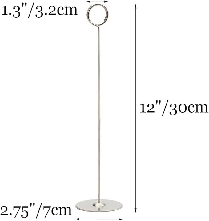 Tosnail 12 Pack 12" Tall Stainless Steel Table Number Holder Table Card Holder Table Number Stand Place Card Holder Table Photo Holders
