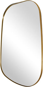 ANDY STAR Gold Bathroom Mirror, 22"x30" Brushed Brass Asymmetrical Wall Mirror in Stainless Steel Metal Frame, Unique Vanity Mirror with Modern Curved Design, Ideal for Bathroom, Bedroom, Entryway