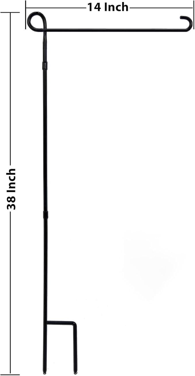 TOPFLAGS Garden Flag Stand with American Flag Garden Flag Metal Yard Flag Holder Pole Stake Small Flag Stands for Garden Flags 12 x 18 with Clips and Stopper