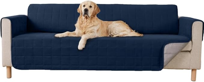 GORILLA GRIP Patented Waterproof Slip-Resistant Oversized 78” Sofa Protector Cover, for Leather or Fabric Couch Cushion, Large Microsuede Furniture Covers Dogs Pets Machine Washable Slipcover, Navy