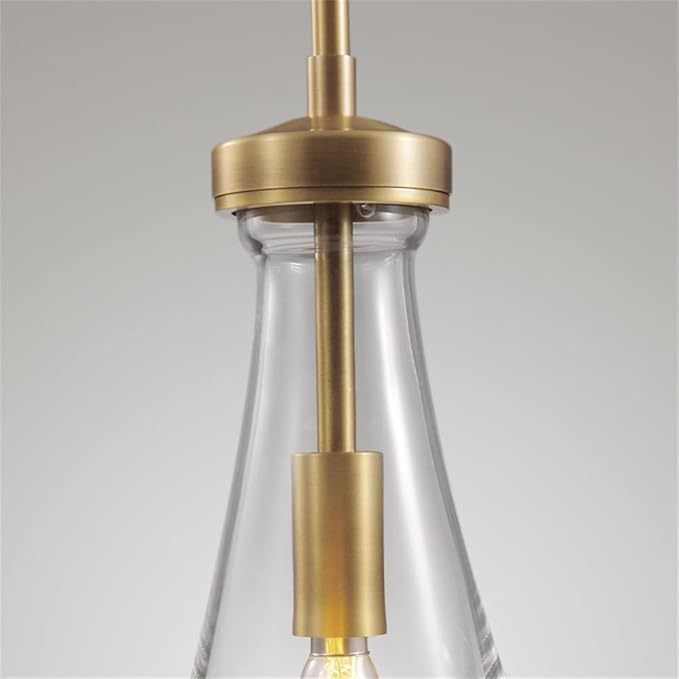Raindrop Pendant Lights 2 Pack, Pendant Lights for Kitchen Island, Brass Rod Dining Room Light Fixture, Raindrop Chandelier, Pendant Lights for Living Room Hallway, Including Bulb