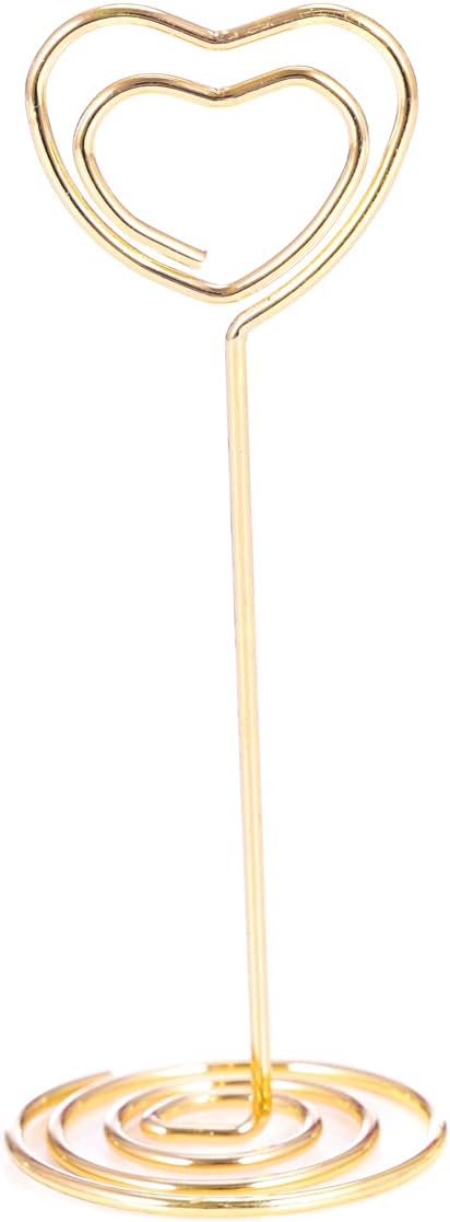 12pcs Table Number Holders Metal, 3.35 inch Place Card Stands for Wedding Centerpieces, Birthday Party - Table Card & Photo Picture Holders (Gold-Heart Shaped)