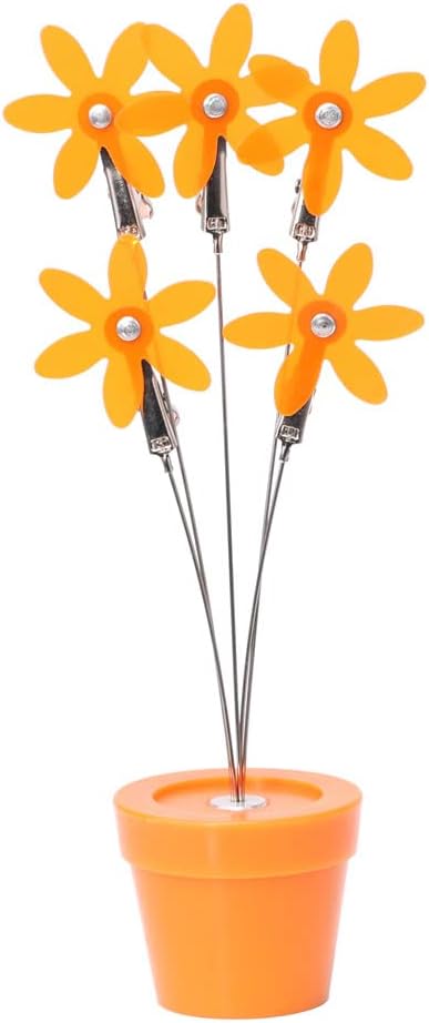 Cute Flower Table Card Memo Holder Stand,1 Pcs Photo Clips Holder Desk Stand for Memo Paper Note Monmory Photo Christmas Wedding Display with Flowerpot Shaped Plastic Base (Orange)