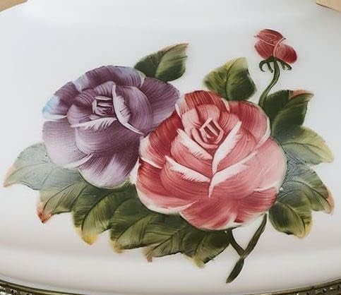 Touch of Class Olivia Jane Hurricane Table Lamp - White - Antique Brass Metal Base, Acrylic Crystal Gems, Glass Scalloped Shade - Vintage Bedroom Aesthetic, Victorian Style Lamps