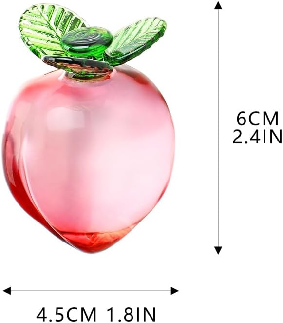 Glass Fruits Decor Crystal Fruit Peach Figurines Collectibles for Office Tabletop Centerpiece Art Glass Paperweights Crystal Decoration for Home Kitchen