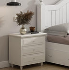 Lamerge White Nightstand with 3 Drawers,Sofa Side Table/End Table,Wooden Legs,Storage Cabinet for Bedroom, Living Room, 15.75" D x 21.65" W x 23.6" H, LWN3