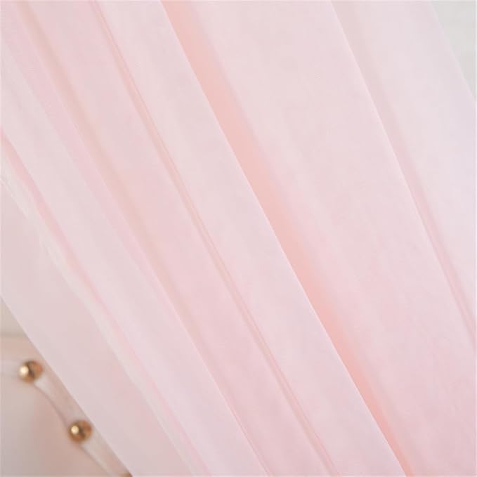 Lotus Karen Princess Bed Curtains Canopy, Cute Lace Mosquito Net with Metal Crown for Girls Kids Toddlers Crib Bedroom Decoration