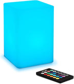 Mr.Go 6-inch Dimmable LED Night Light Mood Lamp for Kids and Adults - 16 RGB Colors - 8 Level Dimming - 4 Lighting Effects - Rechargeable - Remote Control - Decorative - Fun and Safe - White Cube