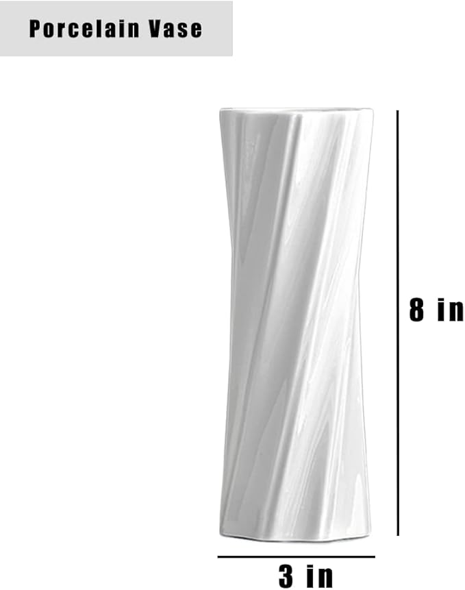 Ceramic Vase, 8" H, Artistic Flower Vase Classic Style for Fireplace Bedroom Kitchen Living Room Centerpieces Office Desk, Fit for Holding Dried Flowers, Artificial Flowers, Floral Arrangement