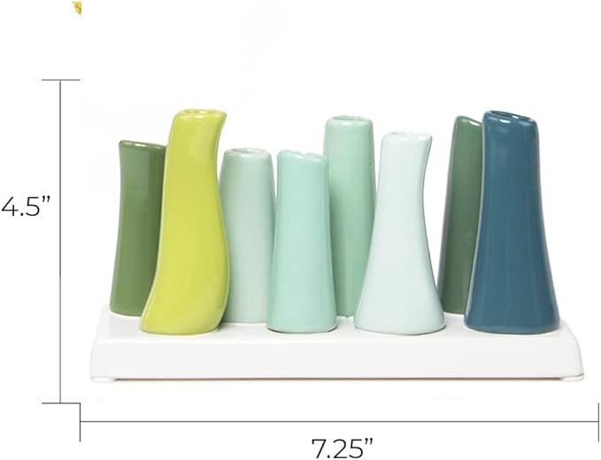 Chive - Pooley 2, Ceramic Flower Vase, 8-Tube Shape (Chartreause)